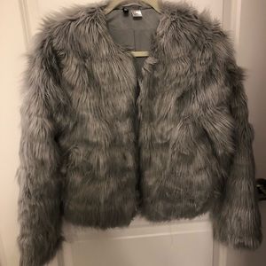 Gray, furry jacket
